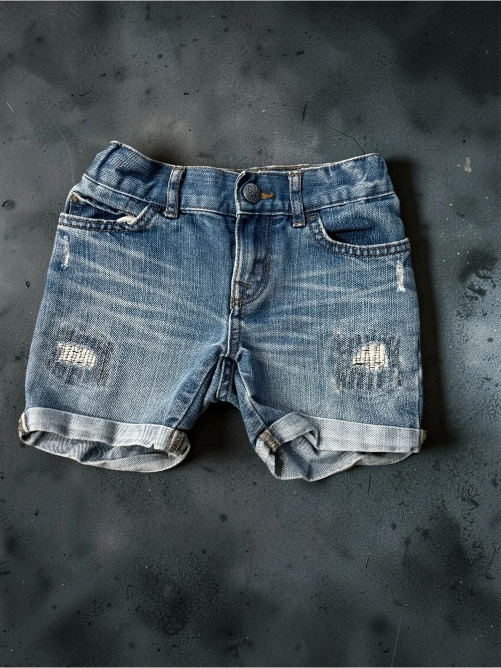 The Children's Place Distressed Rolled Cuff Denim Shorts - Blue